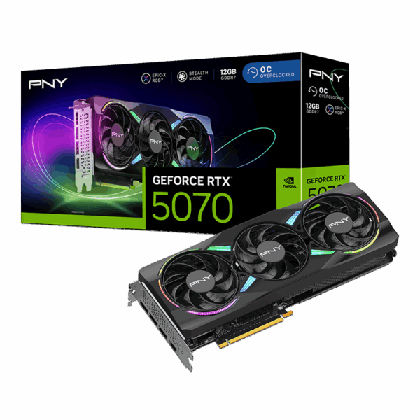 PNY GeForce RTX™ 5070 12GB Overclocked Triple Fan DLSS 4 (VCG507012TFXPB1-O)