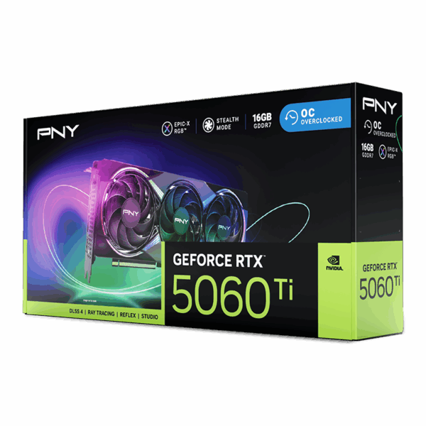 PNY GeForce RTX™ 5060 Ti 16GB Overclocked Dual Fan DLSS 4 Graphics Card