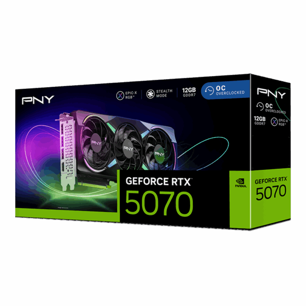 PNY GeForce RTX™ 5070 12GB Overclocked Triple Fan DLSS 4 (VCG507012TFXPB1-O)