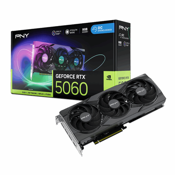 PNY GeForce RTX™ 5060 8GB ARGB Overclocked Triple Fan DLSS 4